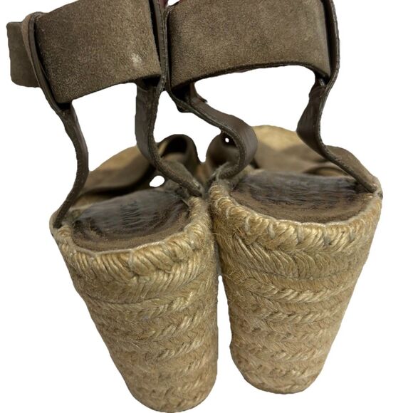 Vince Stefania Sport Suede Taupe Ankle Strap 3" Wedge Espadrille Shoe Size 9 M - Picture 6 of 10